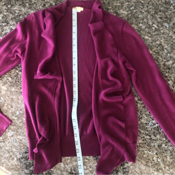 J CREW Factory Plum Ruffle Front Open Cardigan - Picture 7 of 8